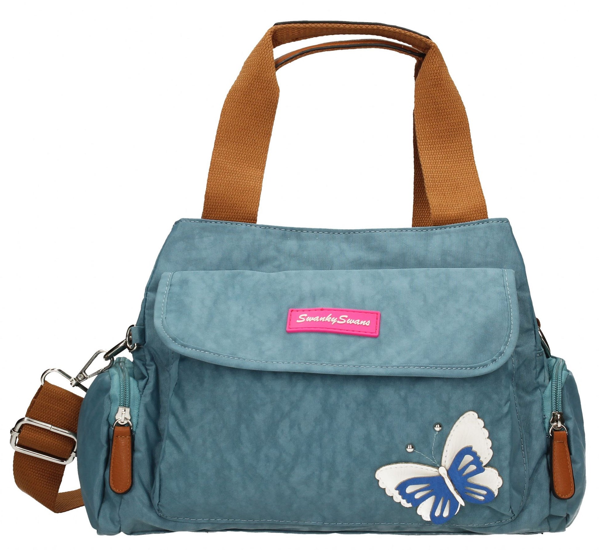Swanky Swans Madison Handbag with 3d Butterfly Motif Light BlueCheap Fashion Wedding Work School