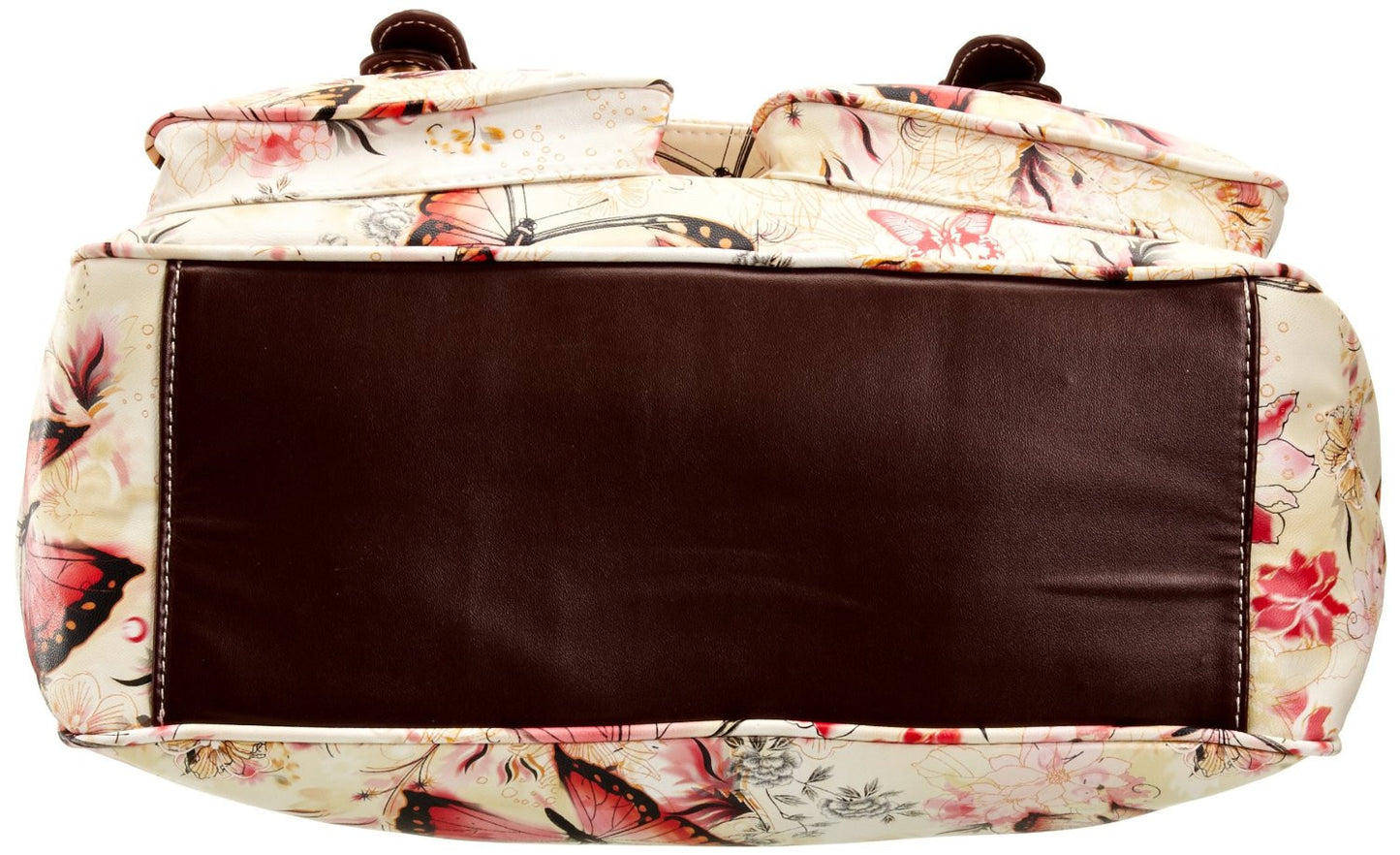 Swanky Swans Maple Butterfly Print Double Pocket Satchel Off White Perfect for Back to school!