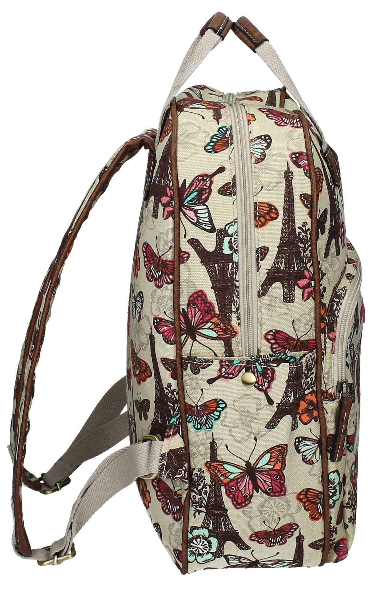 Swanky Swans Noel Paris Butterfly Floral Backpack with Tablet Case - WhiteBeautiful cheap school backpack bag