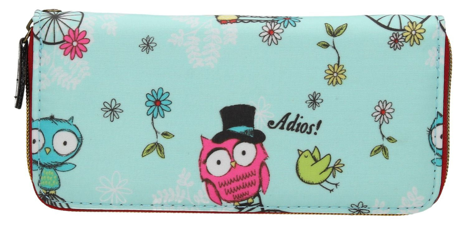 Swanky Swank Pembleton Owl Front Zipper Detail Purse BlueCheap Cute School Wallets Purses Bags Animal