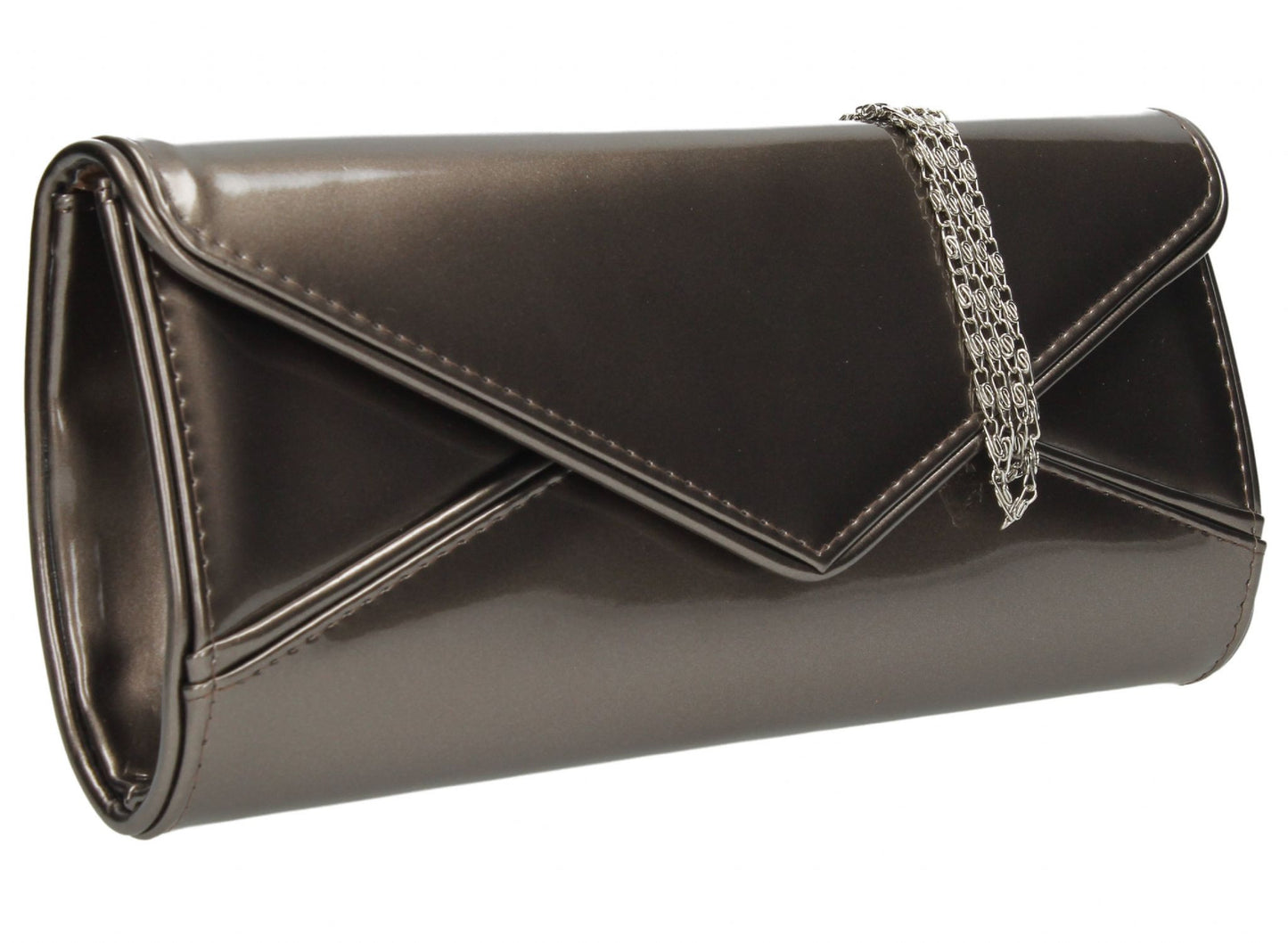 SWANKYSWANS Perry Patent Clutch Bag - Pewter Cute Cheap Clutch Bag For Weddings School and Work