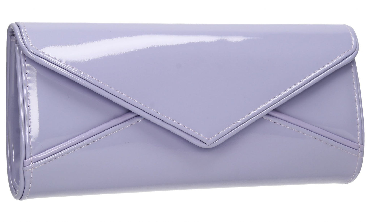 SWANKYSWANS Perry Patent Clutch Bag - Lilac Cute Cheap Clutch Bag For Weddings School and Work