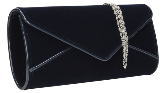 SWANKYSWANS Perry Velvet Clutch Bag - Navy Blue Cute Cheap Clutch Bag For Weddings School and Work