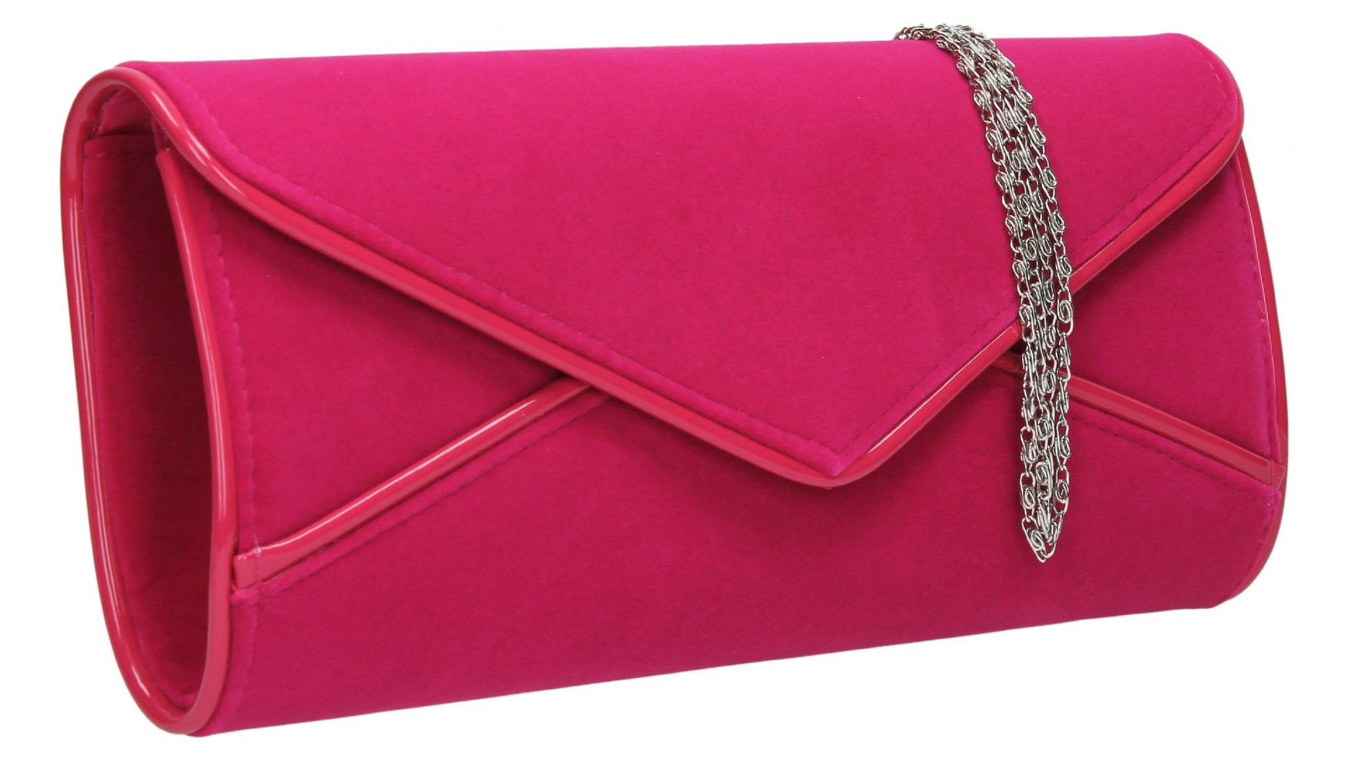 SWANKYSWANS Perry Velvet Clutch Bag - Fuschia Cute Cheap Clutch Bag For Weddings School and Work