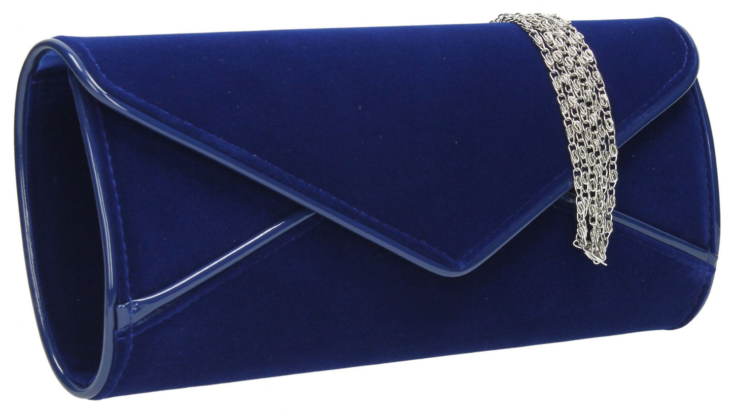 SWANKYSWANS Perry Velvet Clutch Bag - Royal Blue Cute Cheap Clutch Bag For Weddings School and Work