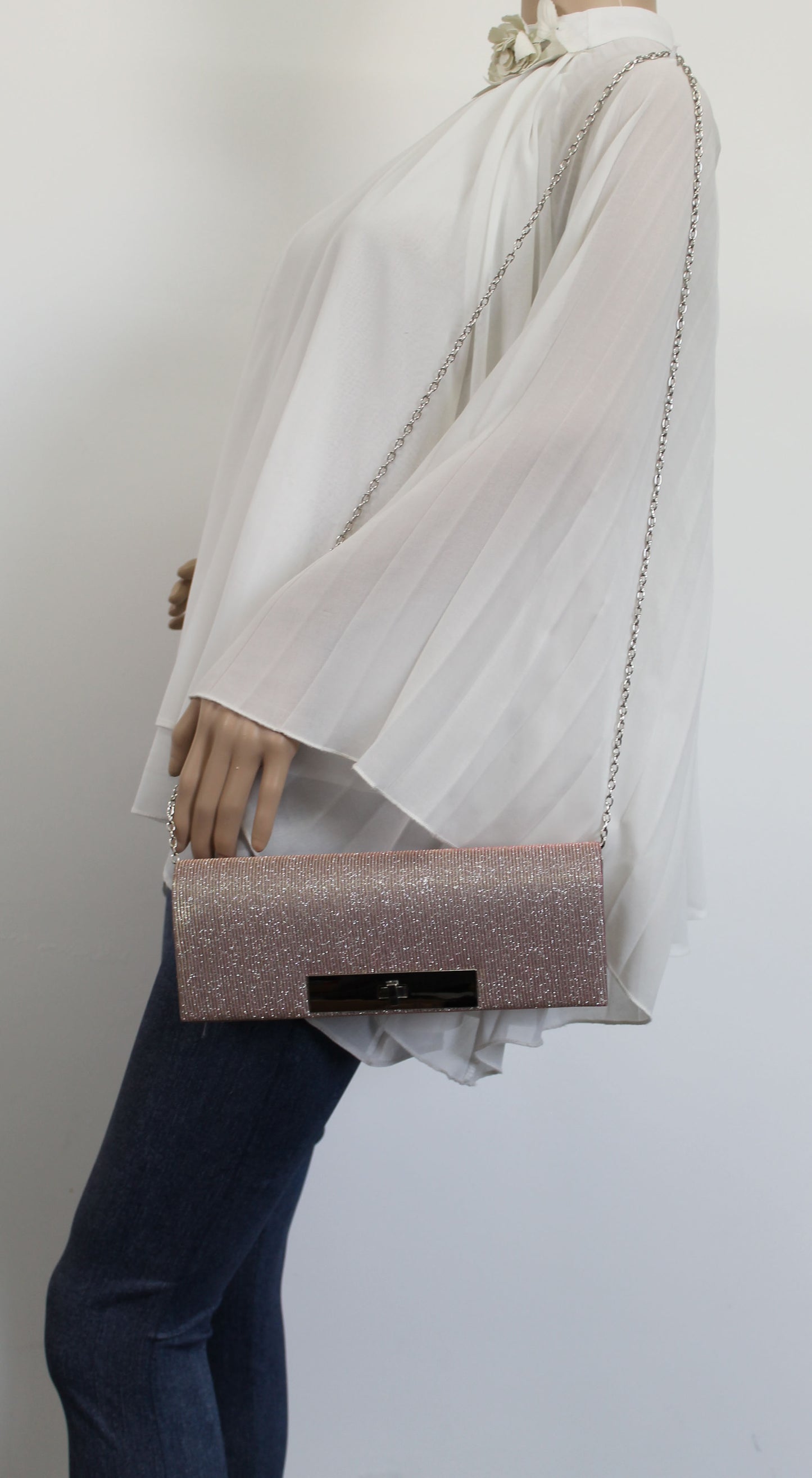 SWANKYSWANS Janet Glitter Clutch Bag Pink Cute Cheap Clutch Bag For Weddings School and Work