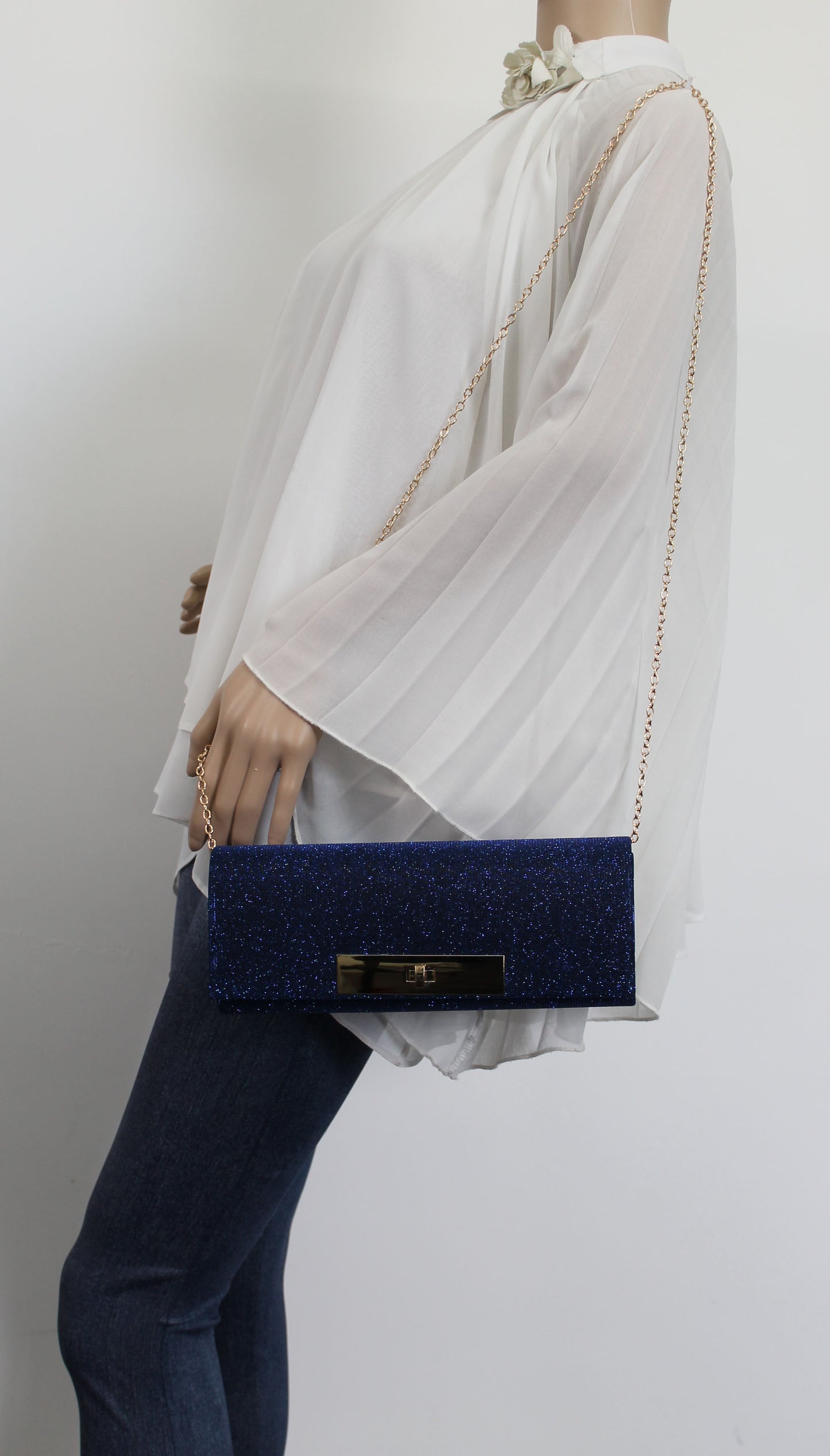 SWANKYSWANS Janet Glitter Clutch Bag Royal Blue Cute Cheap Clutch Bag For Weddings School and Work