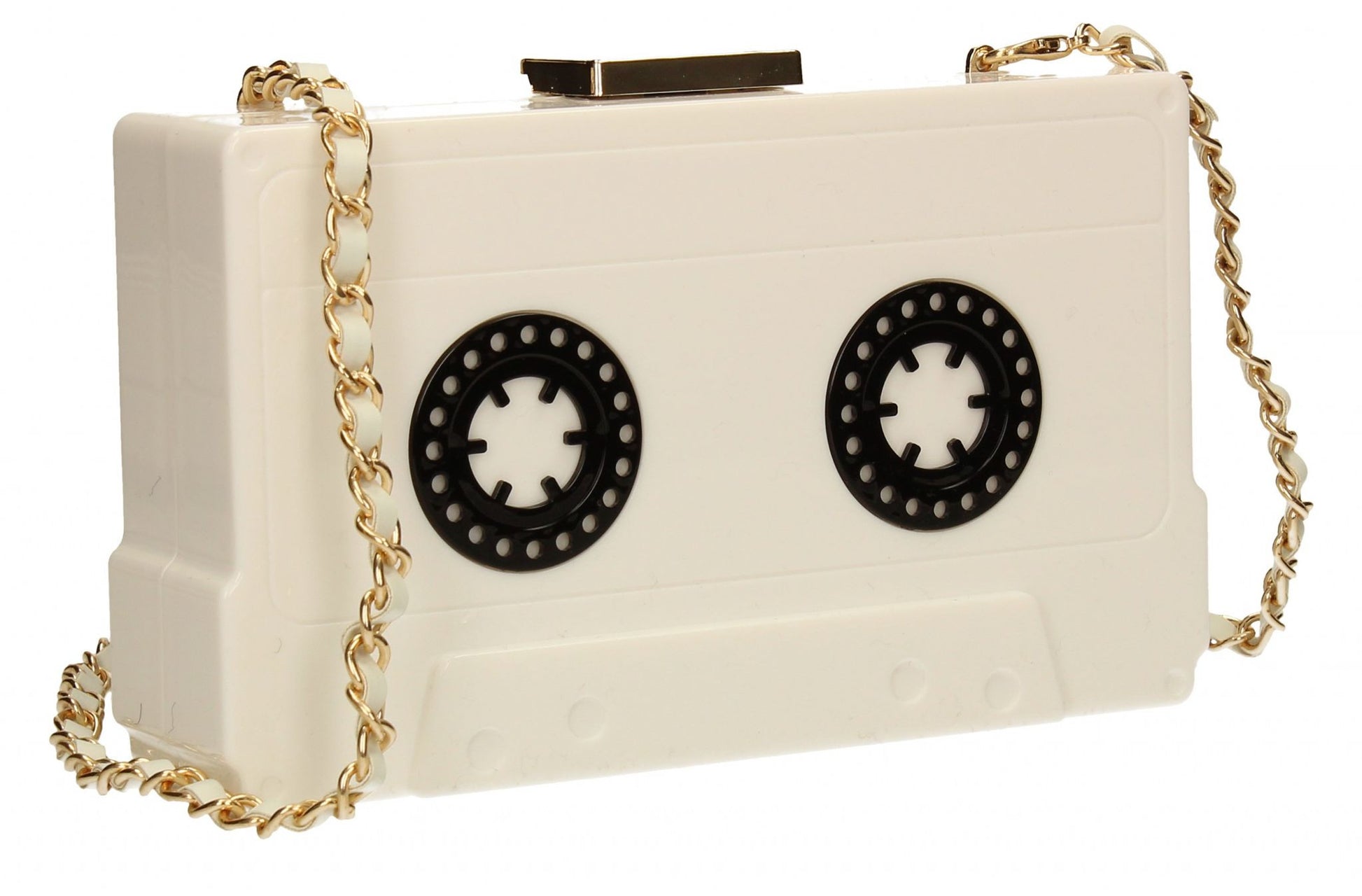 SWANKYSWANS Rita Quirky Cassette style Box Clutch White Cute Cheap Clutch Bag For Weddings School and Work