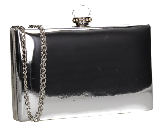 SWANKYSWANS Emilia Patent Clutch Bag Silver