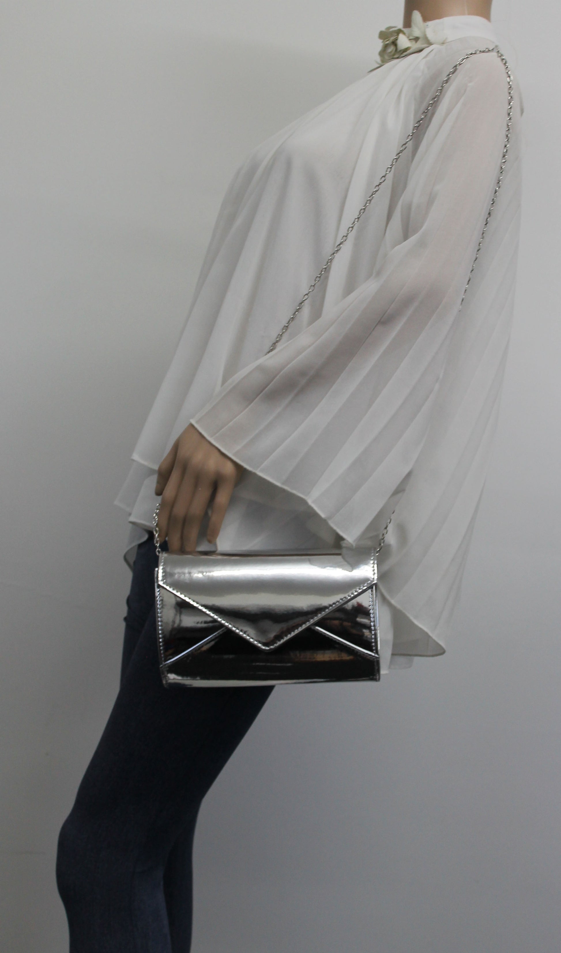 SWANKYSWANS Emely Patent Clutch Bag Silver Cute Cheap Clutch Bag For Weddings School and Work
