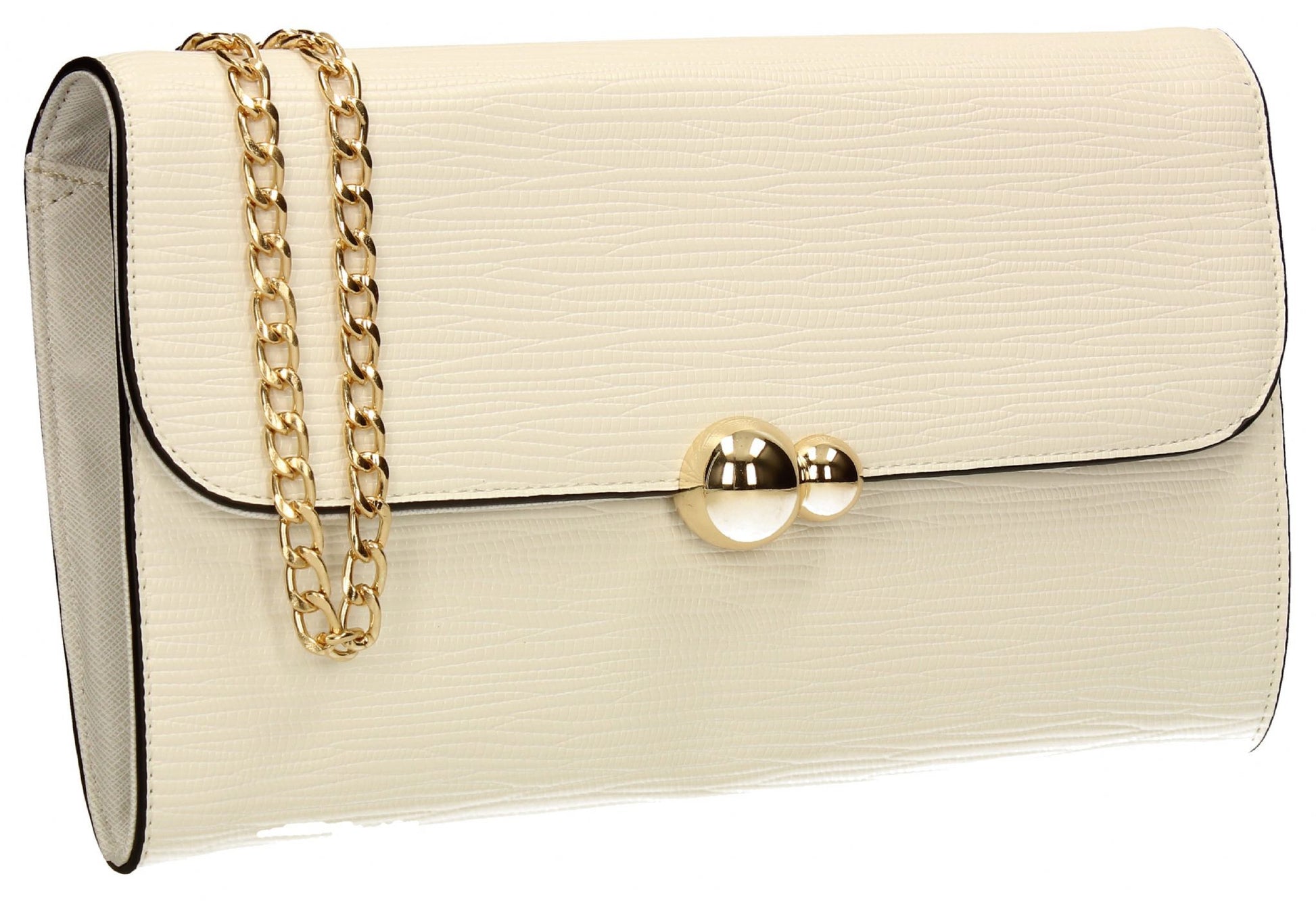 SWANKYSWANS Violet Clutch Bag White Cute Cheap Clutch Bag For Weddings School and Work