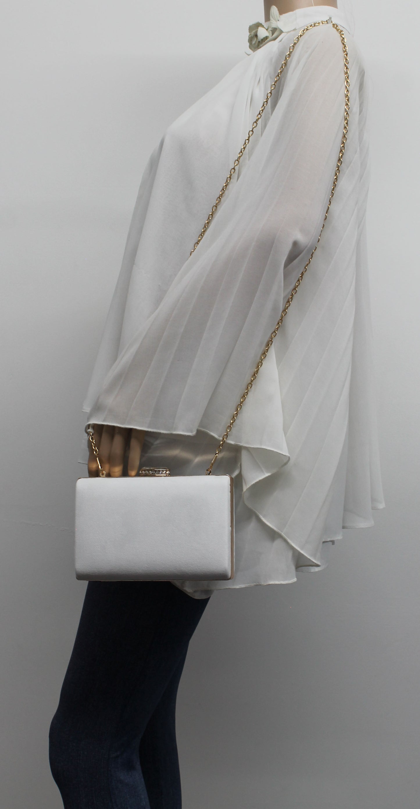 SWANKYSWANS Surrey Suede Clutch Bag White Cute Cheap Clutch Bag For Weddings School and Work